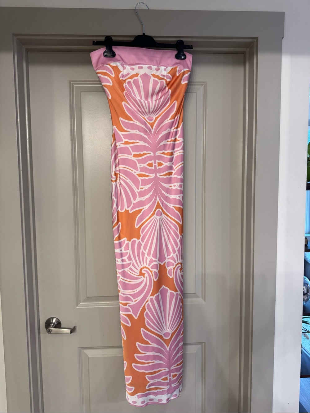 Strapless Pink & Orange Floral Maxi Dress
